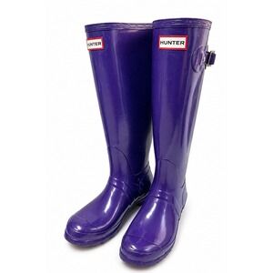 Hunter Original Tall Purple Gloss Rain Boots Women's US 7 Waterproof